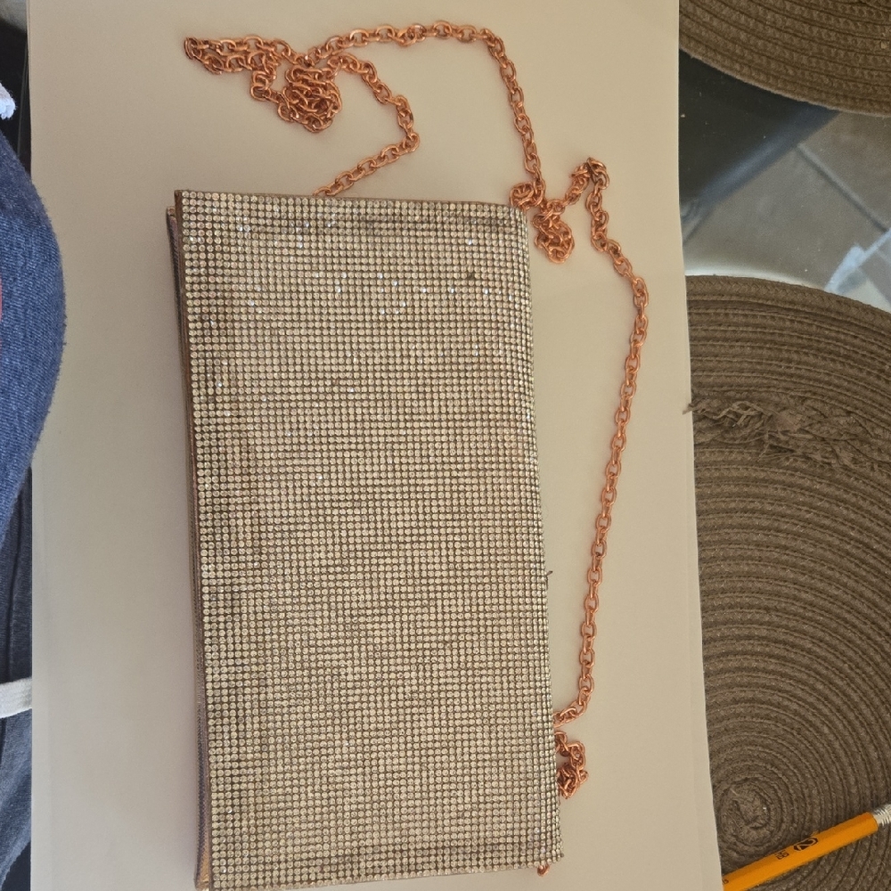 Chic Metallic Clutch with Chain Strap